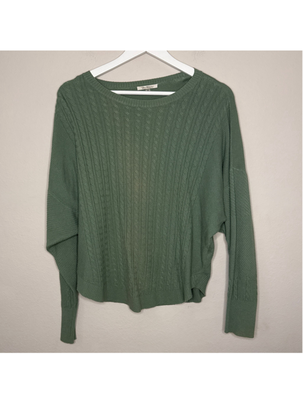 Women's Vila Milano Green Cable Knit Crew Neck Sweater Size M - LP1070